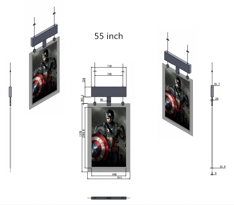 Hanging Double Sided Super Slim Ultra Thin Transparent Digital Signage and Displays