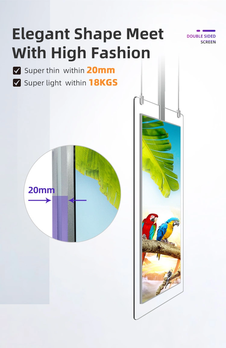 43 55in Hanging Display Screen Double Sided Ceiling Ultra Thin Transparent Display