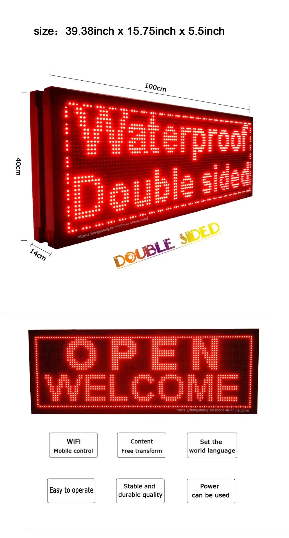 P10 Double-Sided Advertising Information Screen for Promotional Text Display Screen