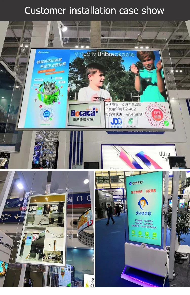 Double Transparent Display LCD Display Video 43 Inch Floor Standing Double Sided Transparent LCD Screen
