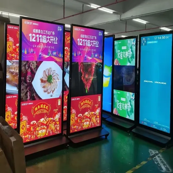 70"75"86 Inch Floor Stand Two Screen Double Sided Ultra Thin Super Slim Advertising Player Kiosk LCD Display Digital Signage