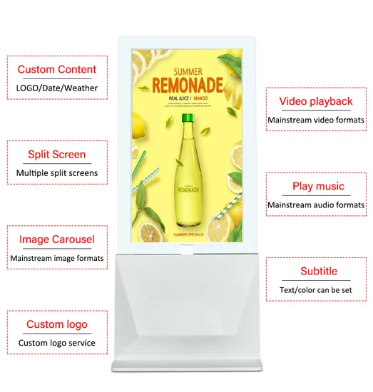 Indoor LCD Touch Screen Digital Signage Floor Standing Advertising Display Transparent Double