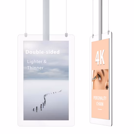 Cheap Store Hanging Transparent Advertising Screens High Brightness Double Sided Shop LCD Digital Signage Window Display