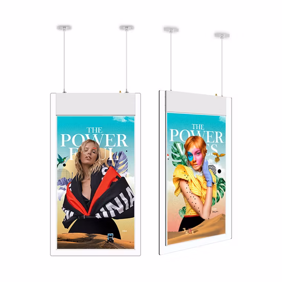 Ultra Thin Double Sided Digital Signage 43′ and 55′ Android WiFi Hanging Transparent LCD Display