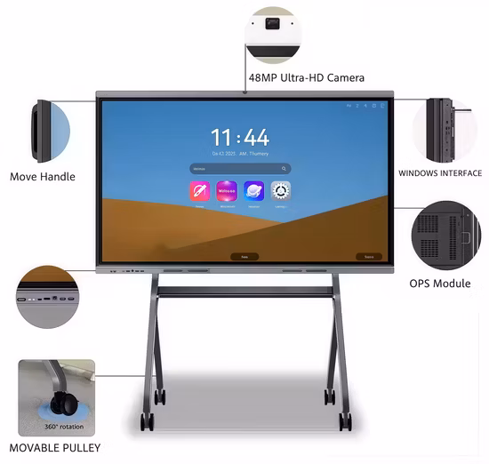 65 Inch Android 4+32g &Win10 9th Gen I5 8g+128g Touch Screen 4K Panel LCD School Writing TV Teaching Advertising Display Interactive Smart Digital Whiteboard