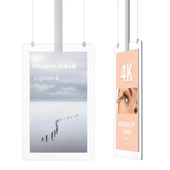 Cheap Store Hanging Transparent Advertising Screens High Brightness Double Sided Shop LCD Digital Signage Window Display 