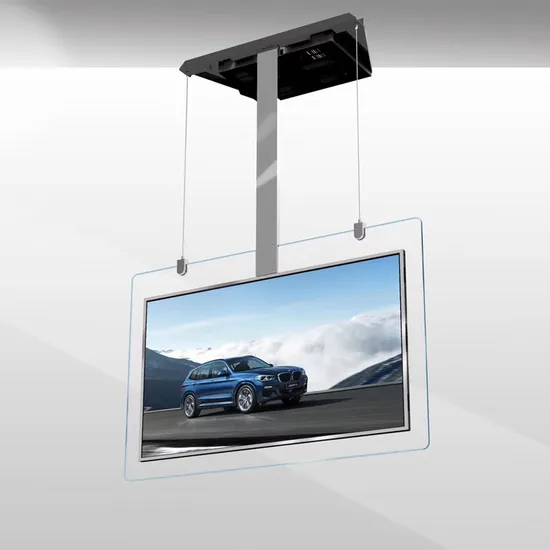 Wholesale Indoor Advertising Double Sided Transparent Glass Frame Digital Signage Ceiling Mounted LCD Advertising Display 