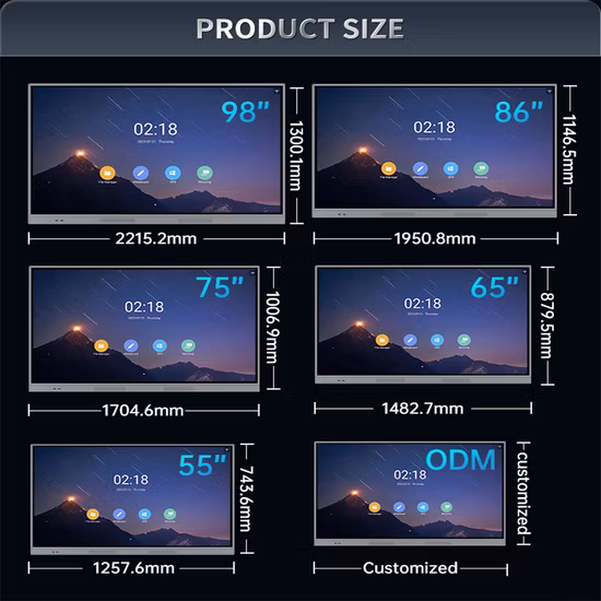65 75 86 98 Inches Factory Price Interactive Digital Whiteboard