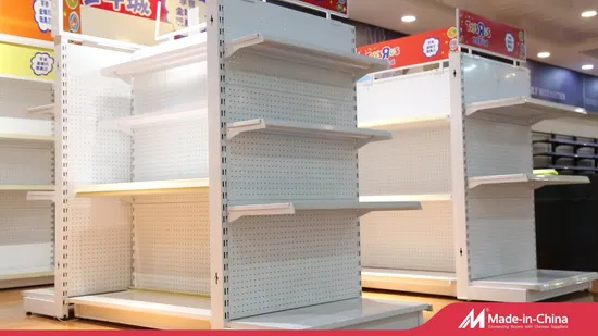 Double Sided Supermarket Display Steel Shelf 