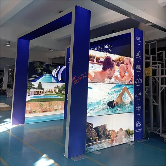 Floor Standing Backlit Tension Fabric Modern Exhibition Light Box Trade Show Booth Display 
