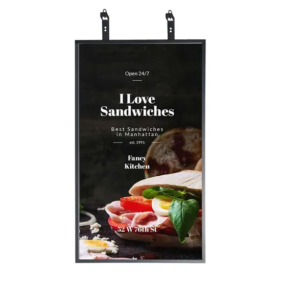 Wholesale Indoor Double Sided LCD Transparent Glass Frame Digital Signage Ceiling Mounted Advertising Display 